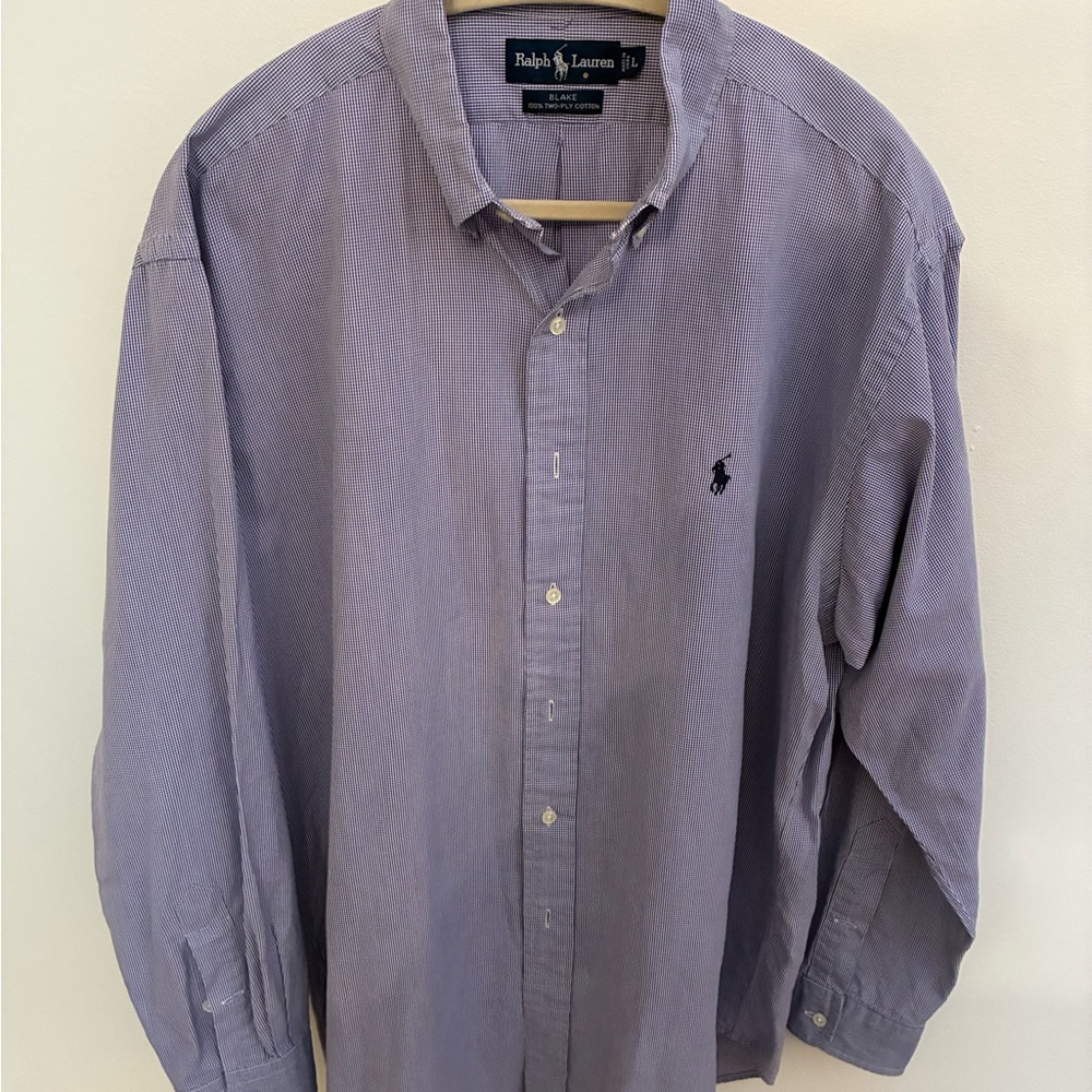 Ralph Lauren Men's Lavender Pinstripe Button-Down Dress Shirt Size Large
